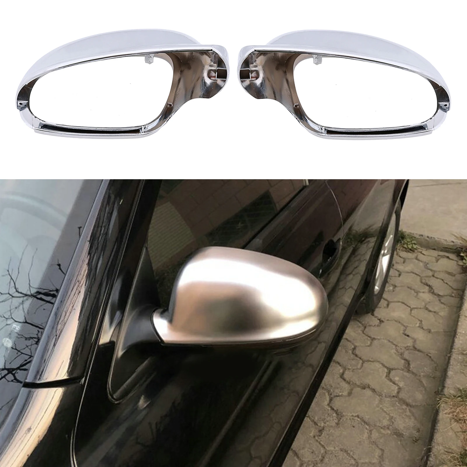 

Replacement Silver 1 Piece Side Door Rearview Mirror Cover Cap for 06-10