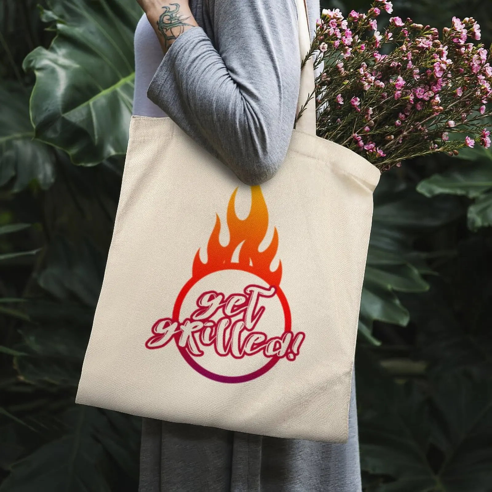 

Grill Tote Bag White Canvas Bag Tops Travel Custom Logo