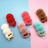 new cute insect keychain cute candy color cartoon plush toy bag pendant car key chain accessories