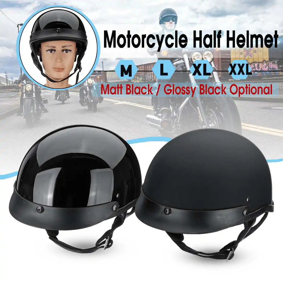 

Мотоциклетный полулицевой шлем, реактивный шлем, Круизер, чоппер, шлемы для скутера, мотоцикла, байкера, шлемы для предотвращения столкнове...