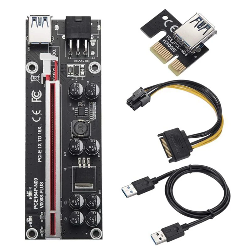 

HOT-VER009S плюс PCI Express 1X для 16X укрепить переходная карта PCI-E SATA 6Pin Мощность 0,6 м USB 3,0 кабель для BTC LTC Mining