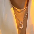 Ожерелье с подвеской в виде сверкающей Луны с матовой пряжкой модное ожерелье с цепочкой до ключиц S925 для женщин и девушек ювелирные изделия для вечеринок аксессуары