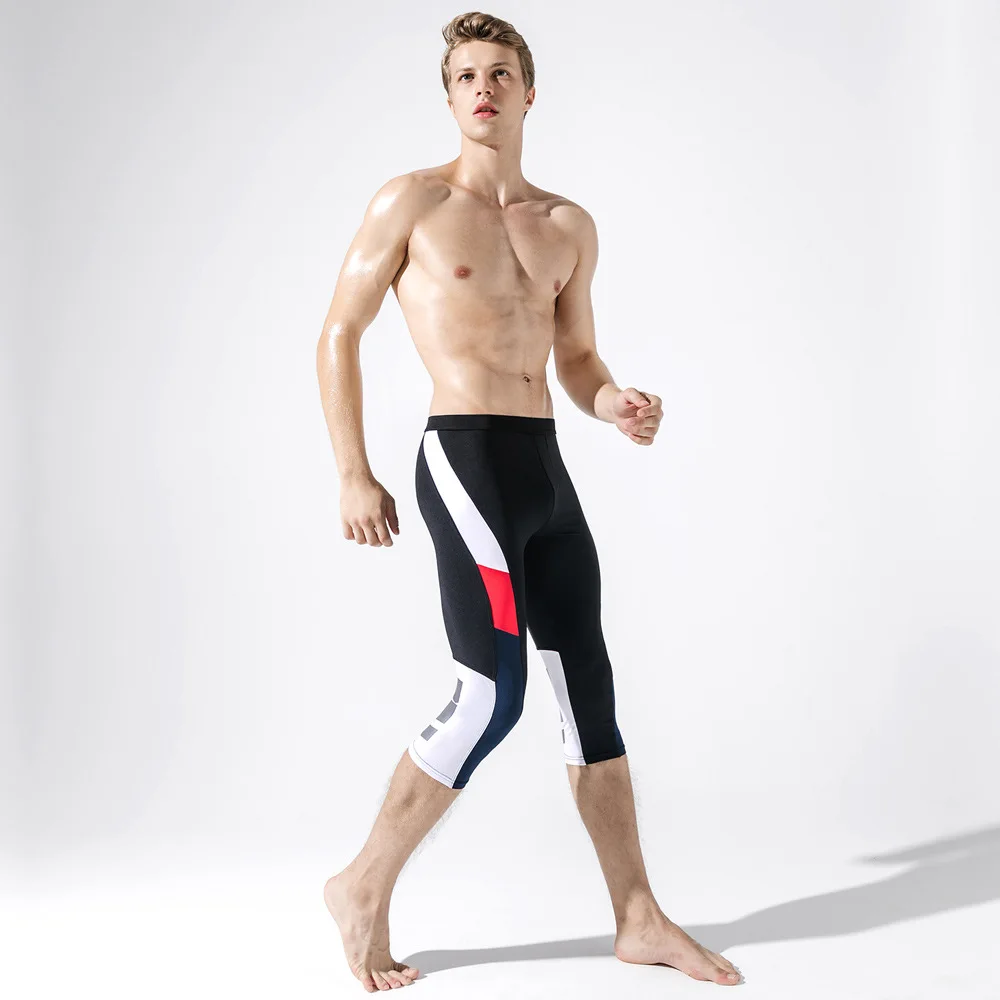 Мужские компрессионные штаны 3/4 колготки для бега мужские Леггинсы тренажерного