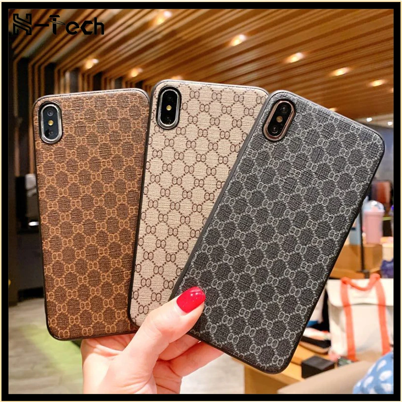 Для iphone 6 6s 7 8 plus X XR XS MAX чехол для телефона в клетку TPU кожаный силиконовый деловом