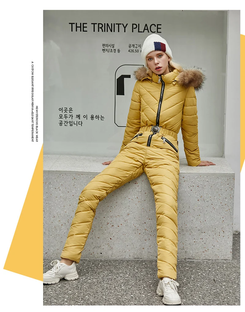 New Women Ski jacket and Pant Ski suits Females Jumpsuit Women Snowboard Waterproof Overall Russia