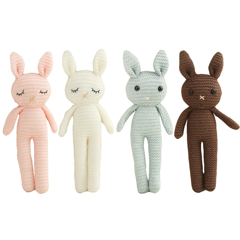

8in Stuffed Animals Miniature Rabbit Soft Knit Toy Room Decoration Emotion Appease for Baby Office Ornament Bag Decors
