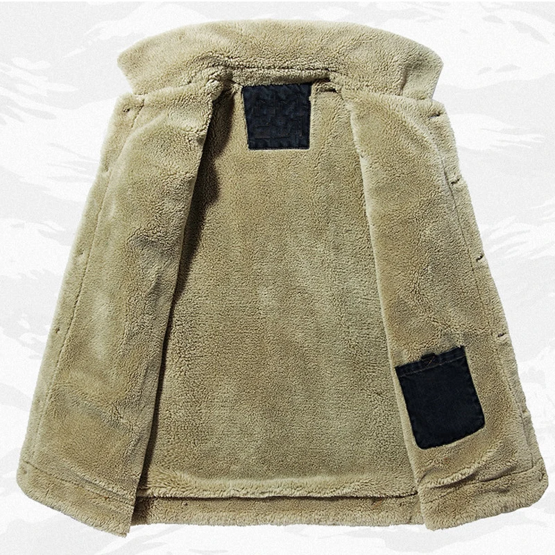 Мужская джинсовая куртка в стиле милитари теплая бархатная из денима