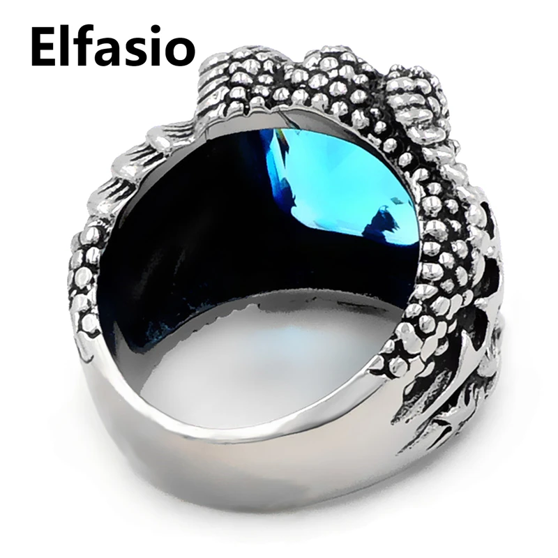 Коготь Дракона голубое Ziron камень в готическом стиле и панк кольца для мужчин