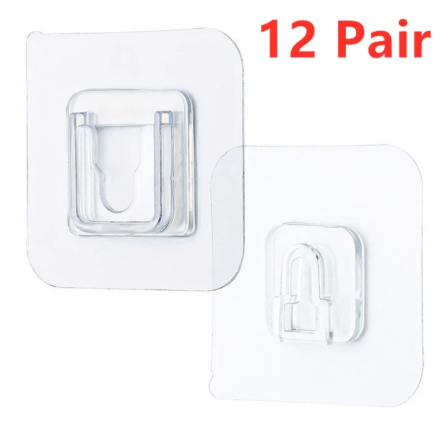 

6/12 Pairs Double-Sided Adhesive Kitchen Wall Hook Hanger Strong Transparent Wall Storage Sucker For Kitchen Bathroom Hooks