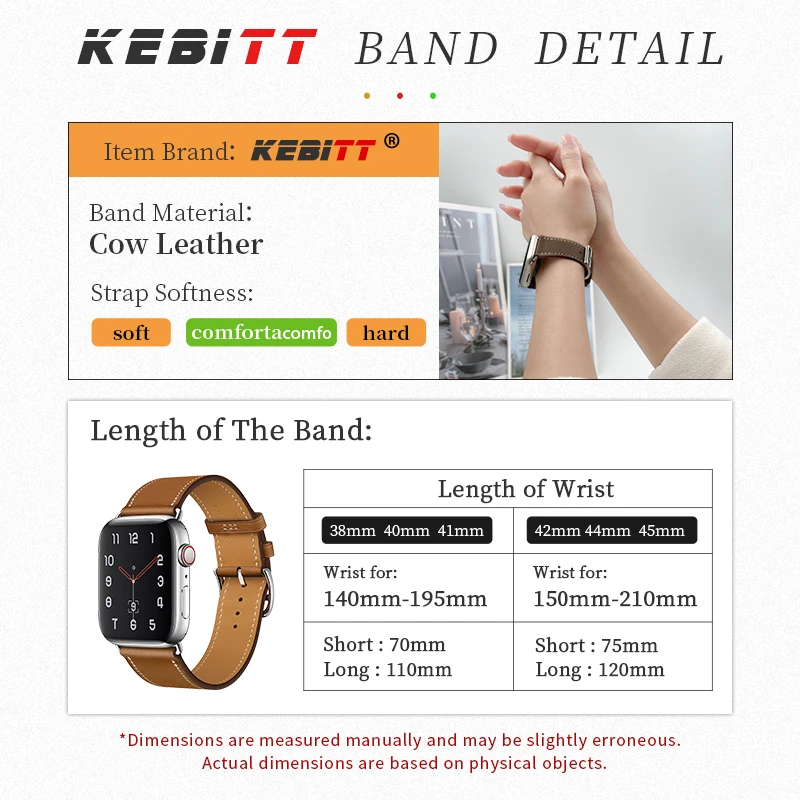 Ремешок Kebitt для Apple Watch Series 7 6 Se 5 4 3 2 1 модный браслет Iwatch мужчин и женщин 41 мм 45 |