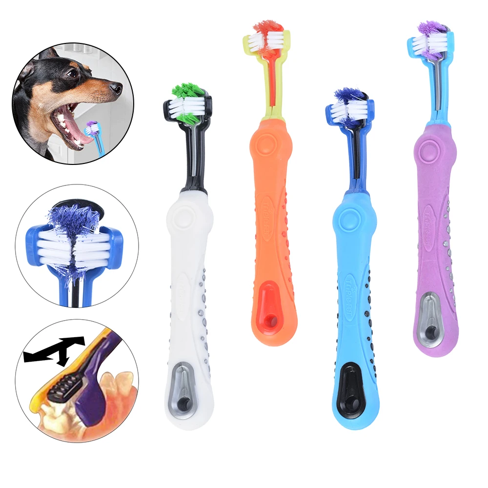 

Three Sided Pet Toothbrush Dog Brush Addition Bad Breath Tartar Teeth Care Dog Cat Cleaning Mouth Dog Cat Cleaning Supplies