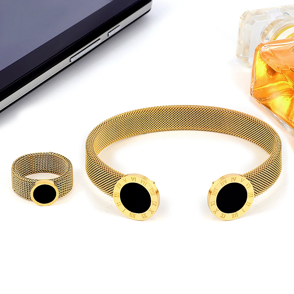 Классический Золотой Цвет комплект ювелирных изделий из нержавеющей стали