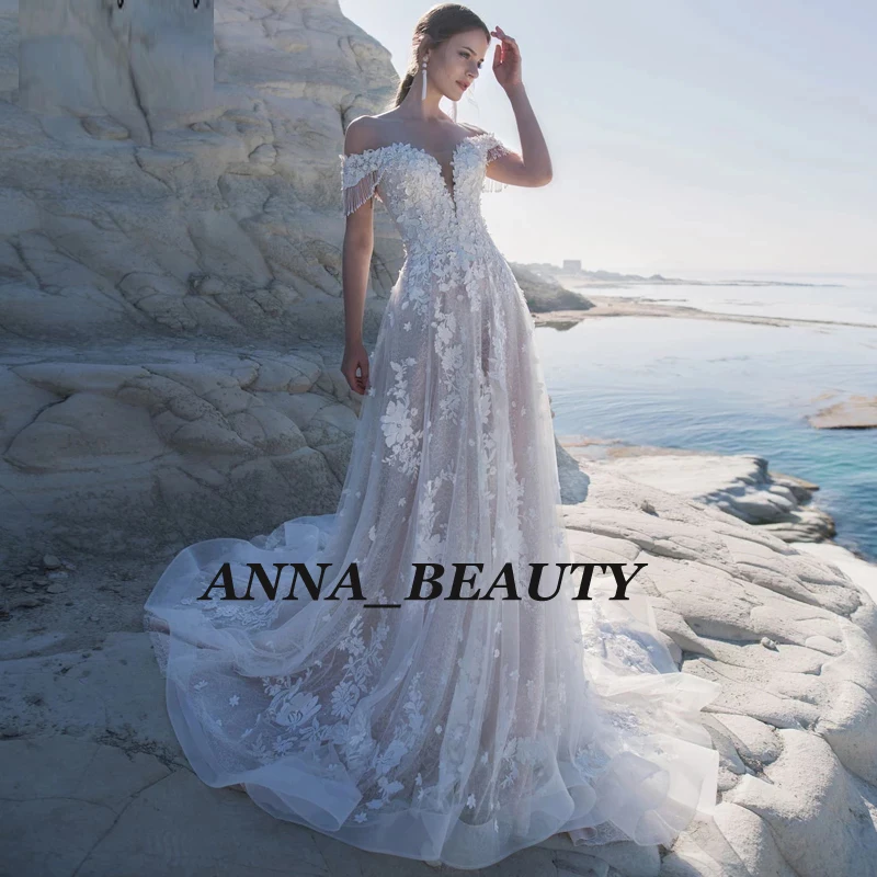 

Изысканное свадебное платье с бахромой и бусинами, выполненное на заказ, аппликация в стиле бохо, Vestido De Noiva Robe De Mariee Dubai, арабское свадебное п...