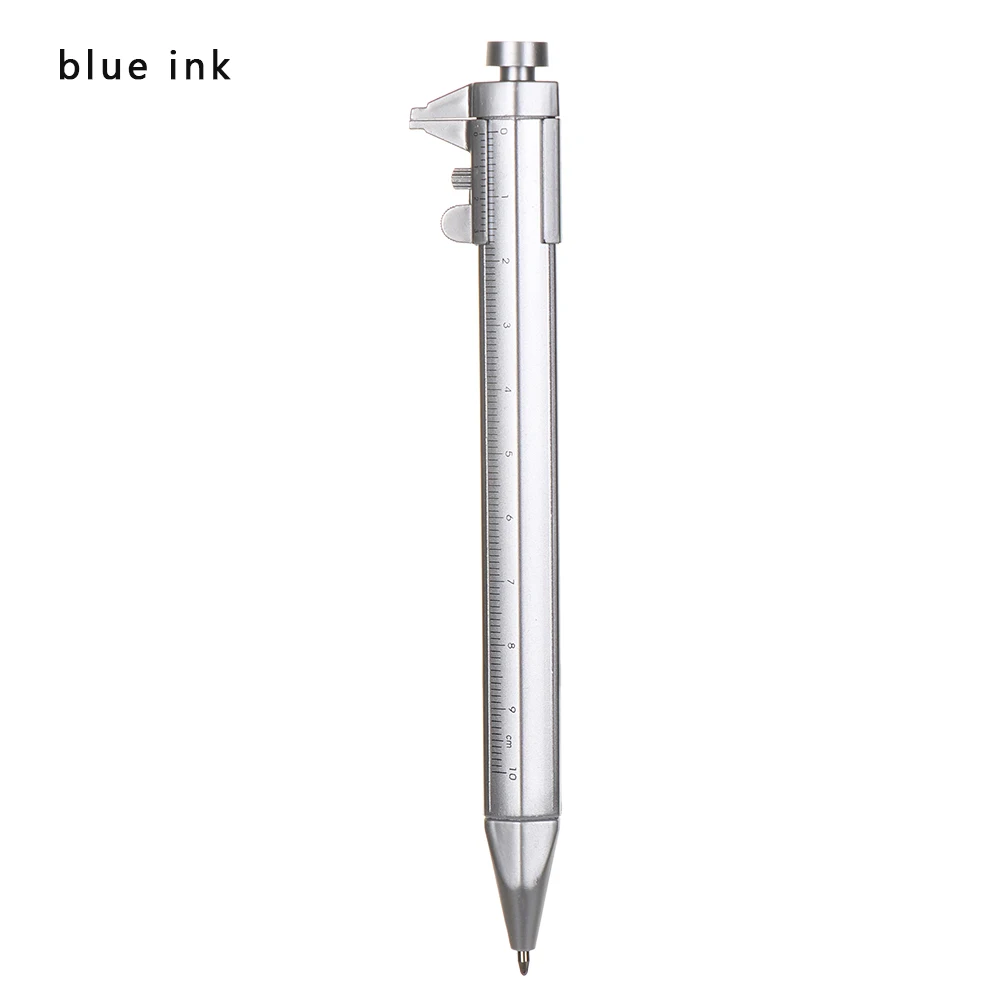 blue ink 1 шт 0,5 мм перо пластиковая шариковая ручка нониер Калибр роликовая ручка со шкалой линейка канцелярский измерительный инструмент подарок - Цвет: blue ink
