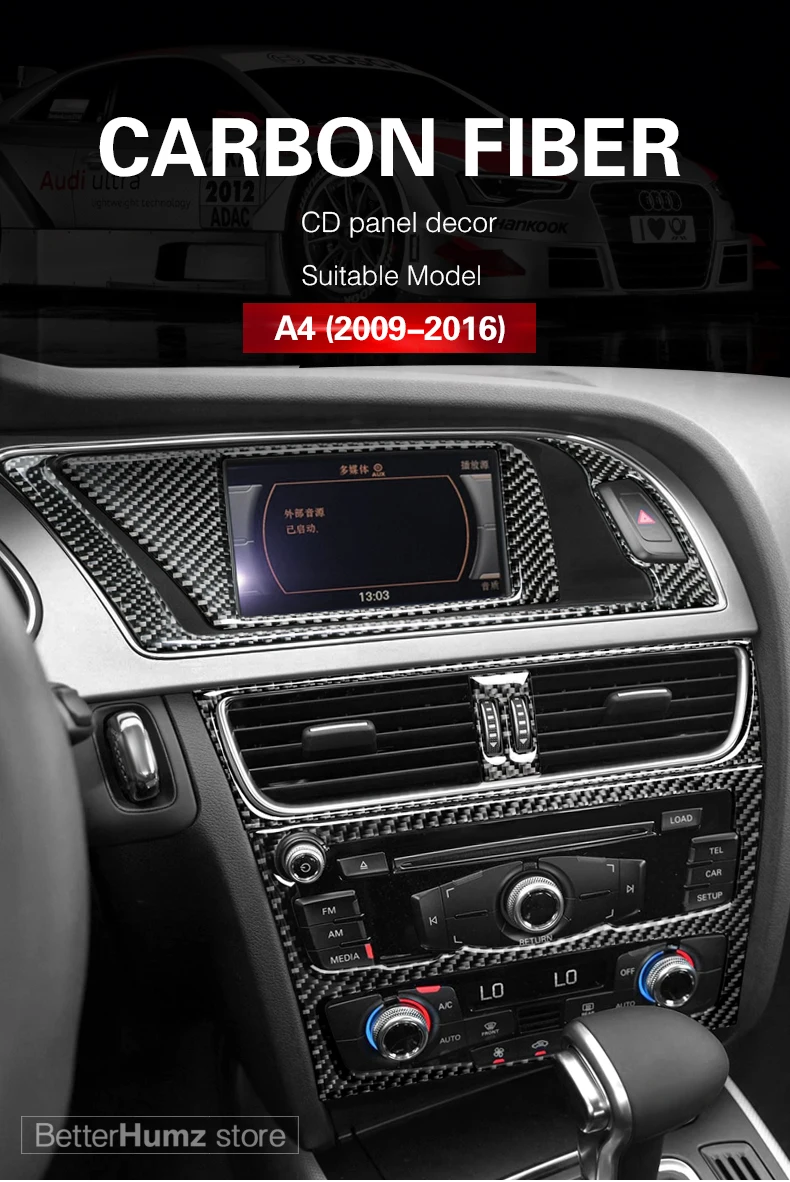 Для Audi A4 A5 S5 углеродное волокно центральной консоли CD панель наклейка покрытие на автомобиль крышка для воздуховода отделка навигации украшение интерьера автомобиля