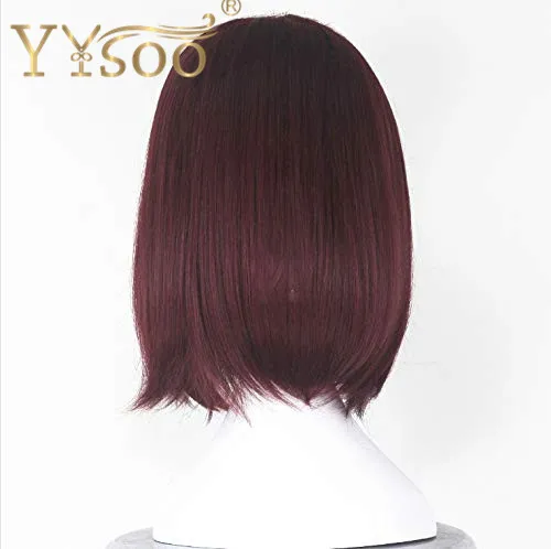 YYsoo женский парик для косплея из фильма короткий прямой винно красный с белым