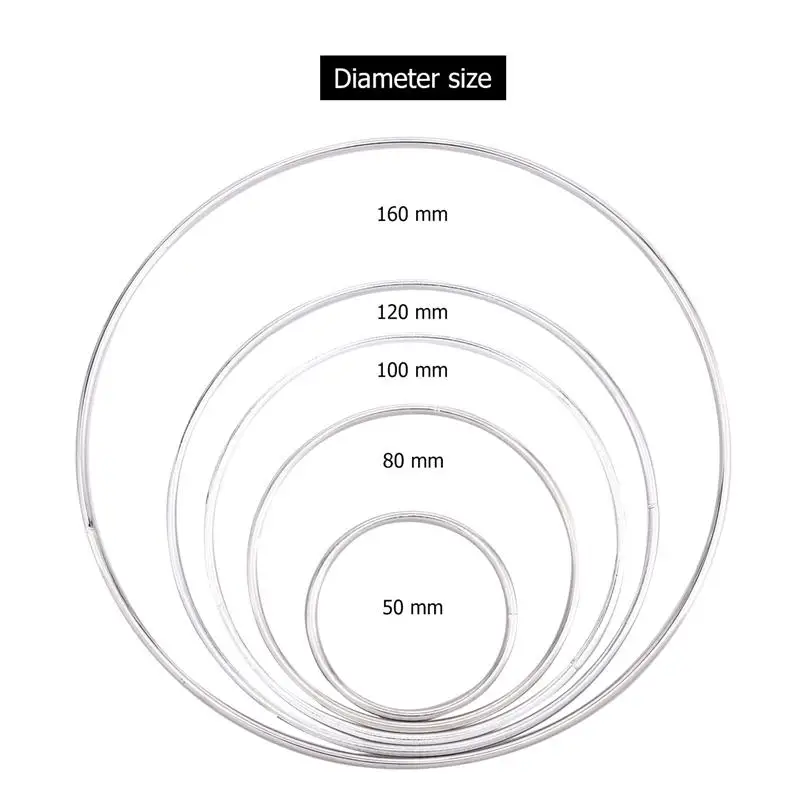 5pcs Metal Dream Catcher Dreamcatcher Ring Circle Craft Macrame Hoop Catchers Hoops Accessory 50-160mm |