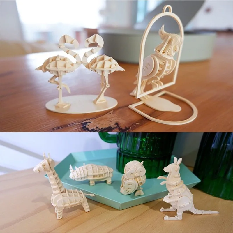 

Laser Cutting Diy Animal Cat Dog Panda Toys 3D Wooden Puzzle Toy Assembly Model Wood Craft Kits Desk Decoration For Children Kid