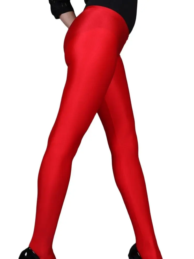 Сексуальные женские блестящие двухполосные леггинсы из спандекса на молнии с