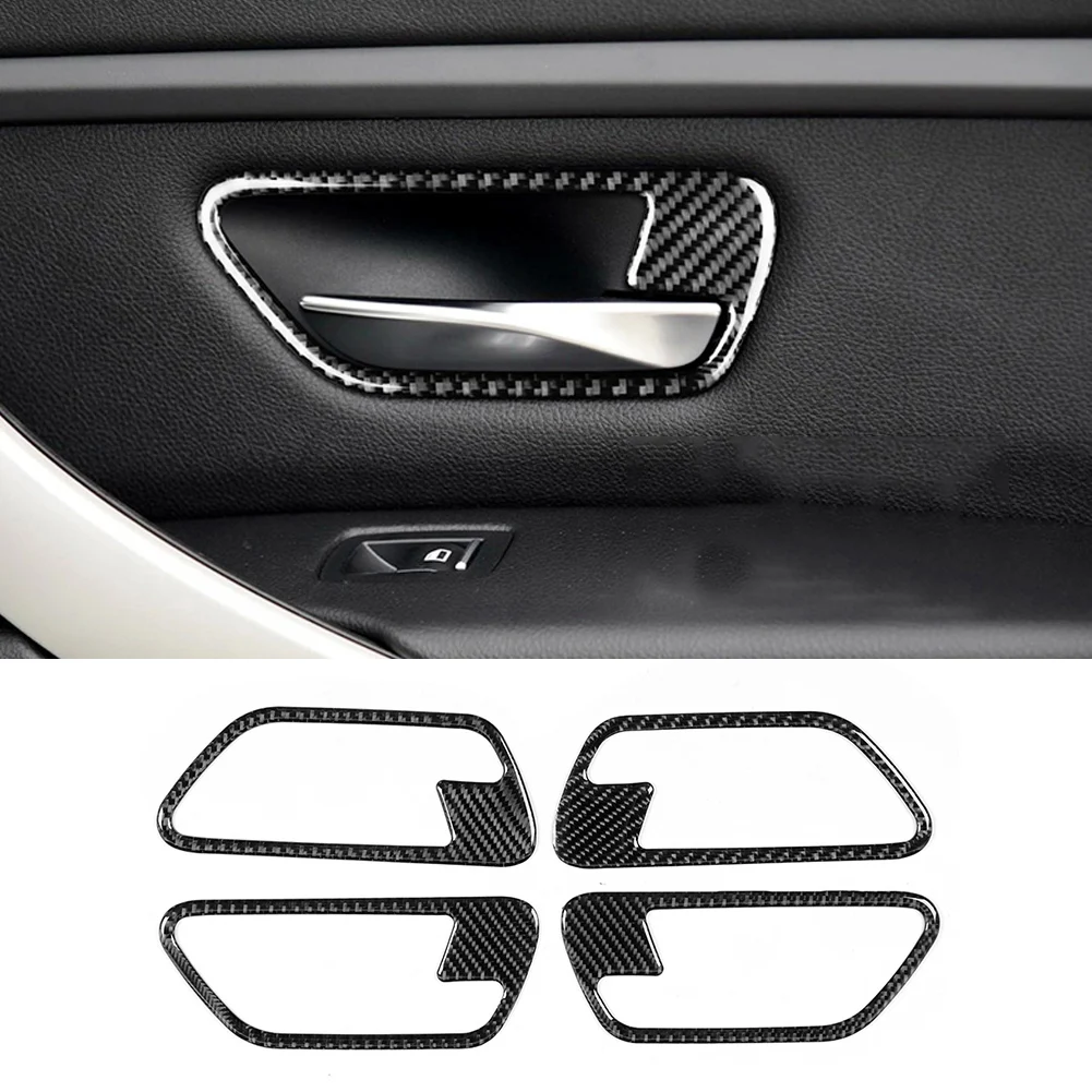 

4pcs Left-hand Driving Carbon Fiber Interior Door Handle Cover Trim Fit for 3 Series F30 2013-2018