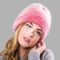 new womens winter hat cashmere rabbit hair knitted thick hat fashion womens wool angora hat womens hat ski cap cycling cap