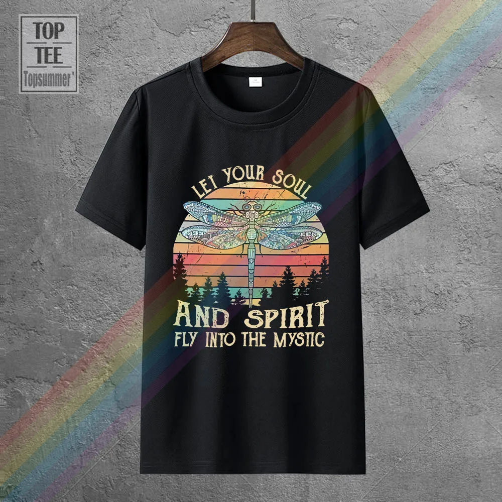 

Dragonfly Let Your Soul And Spirit Vintage Retro Men T Shirt Black Cotton S 4Xl