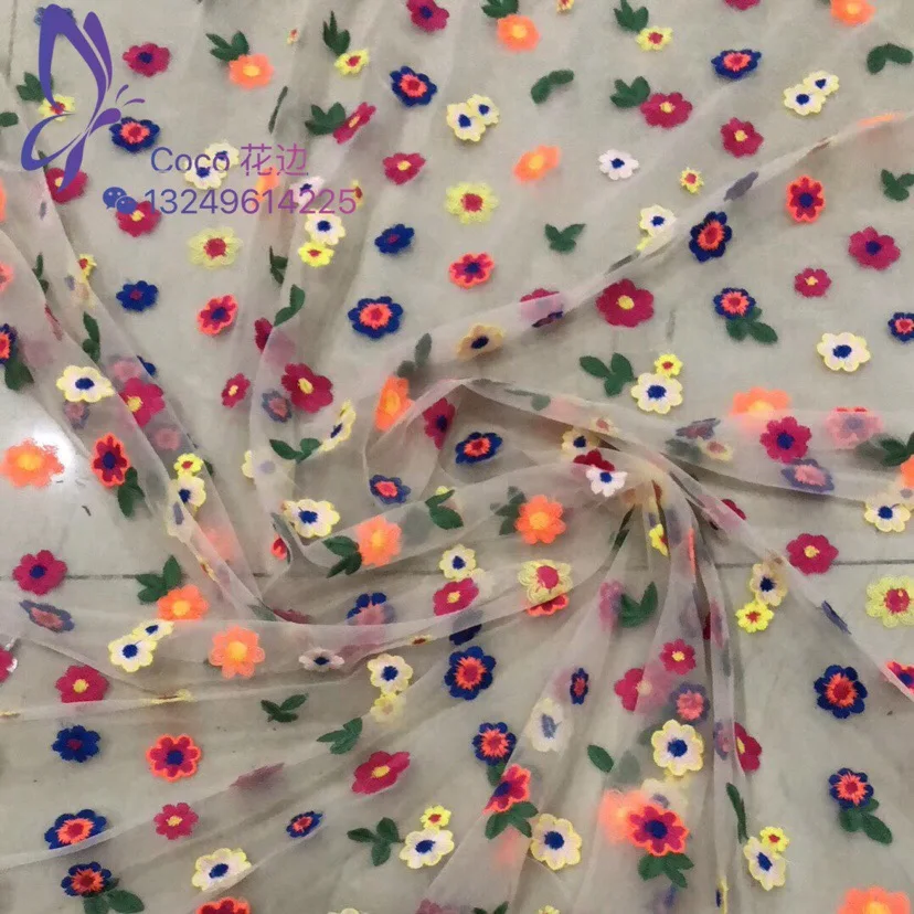 1yard Exquisite 3D Embroidery Lace Fabric Multicolor Patchwork High Quality French Tulle For Wedding Party | Дом и сад