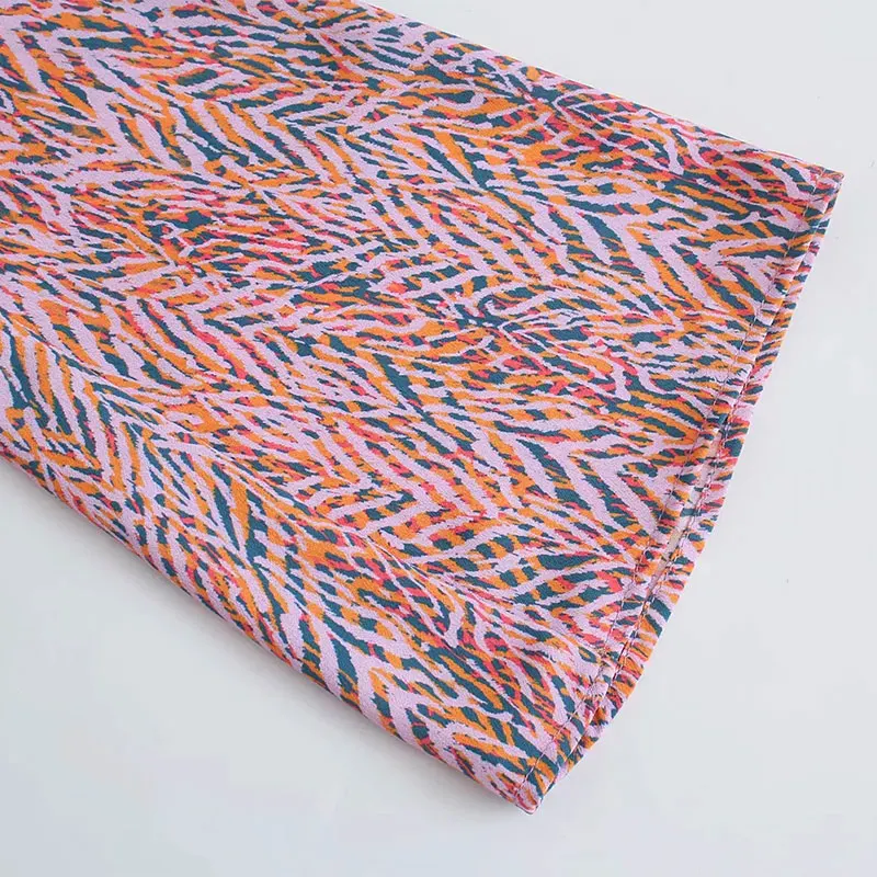 

Za 2021 Women's Summer Fashion Shirt Long sleeve Vintage Printing V-neck Blouse Tops Casual Chic Buckle Ornament Female Clothing