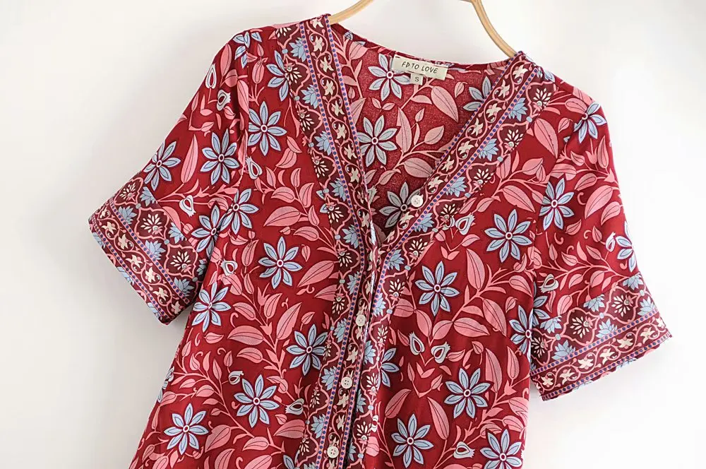 VOGUEIN новинка женское летнее платье миди с коротким рукавом и этническим животным
