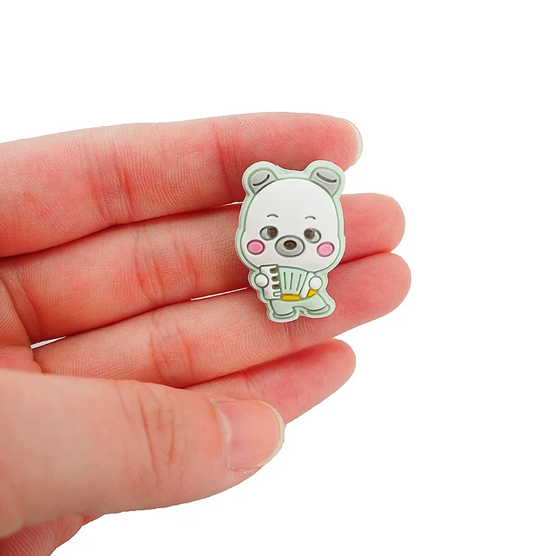 Chenkai 50PCS Cute Bear Silicone Loose Beads Silicone Teething Toys BPA Free For DIY Baby Nursing Shower Necklace Chain Gift