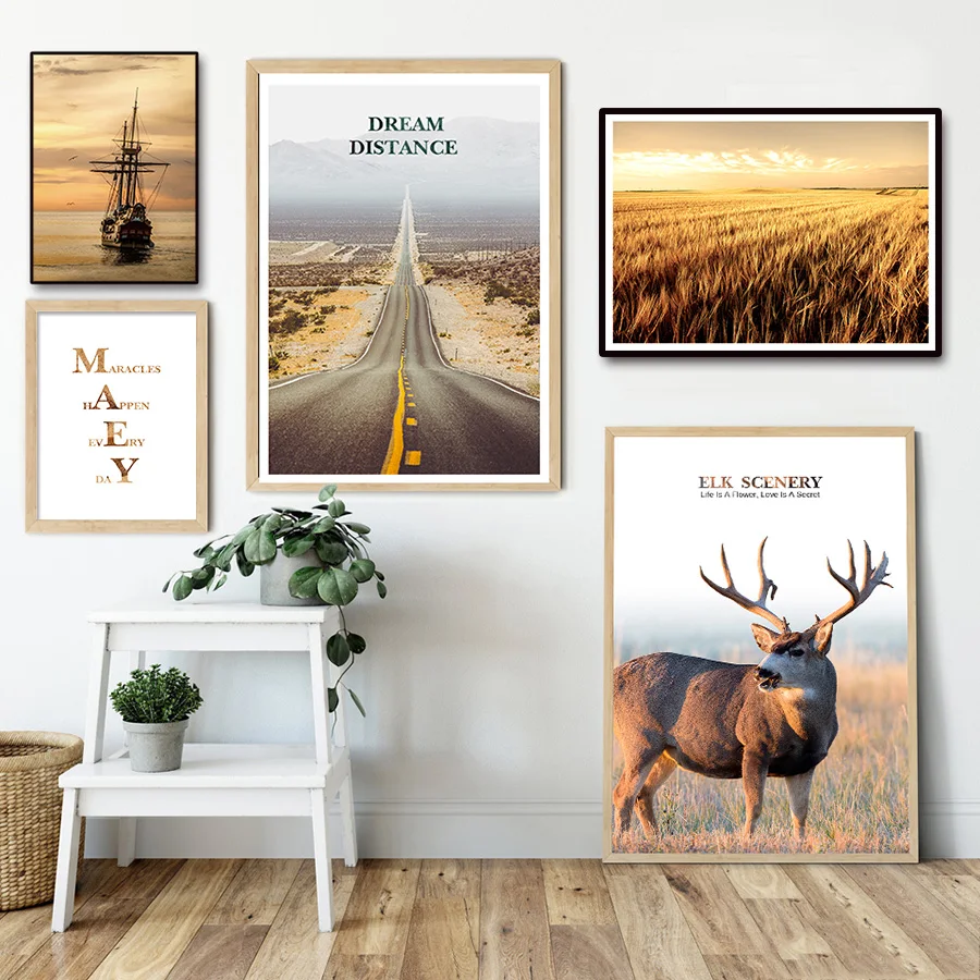 Скандинавские скандинавские настенные картины постер и принты олень парусник