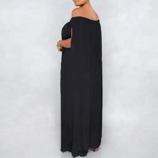 New Fashion 2021 Casual Beach Style Women Jumpsuit Solid Slash Neck Sleeveless Long Loose Romper Plus Size 3XL