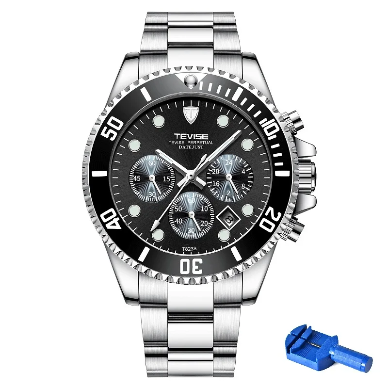 Кварцевые наручные часы TEVISE Для мужчин T823S неделя Дата светящиеся s с вращающимся