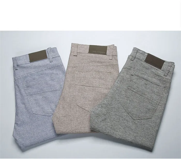 Брюки мужские новинка 2020 повседневные брюки льняные длинные прямые цвета хаки