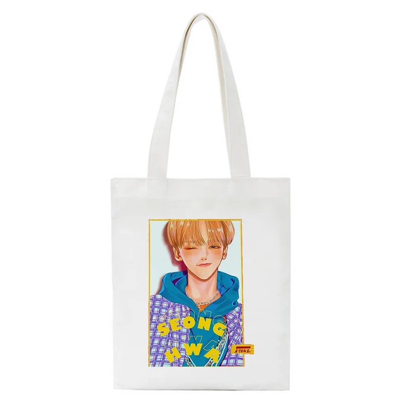 Корейская сумка для покупок Ulzzang ATEEZ Kpop в Корейском стиле хип-хоп хипстерские
