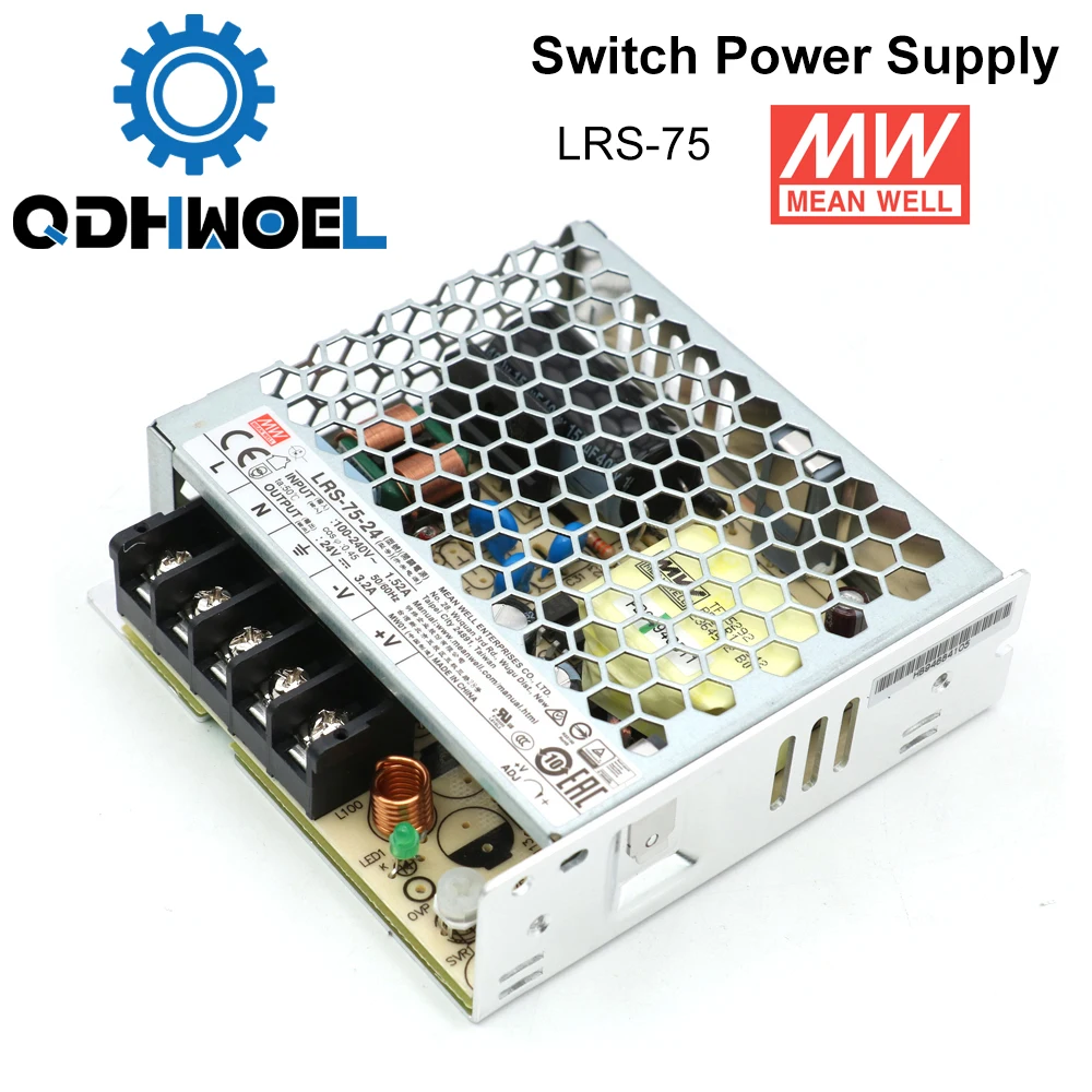 Meanwell LRS 75 импульсный источник питания 12В 6А/24В 3.2A Вт оригинальный бренд MW Тайвань