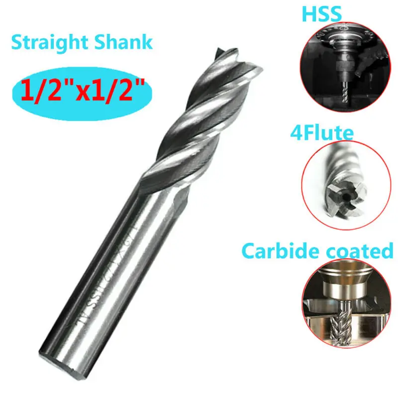 

1pcs Four Flute End Mill CNC Carbide Coated HSS Shank Spiral Drill Bits Cutter