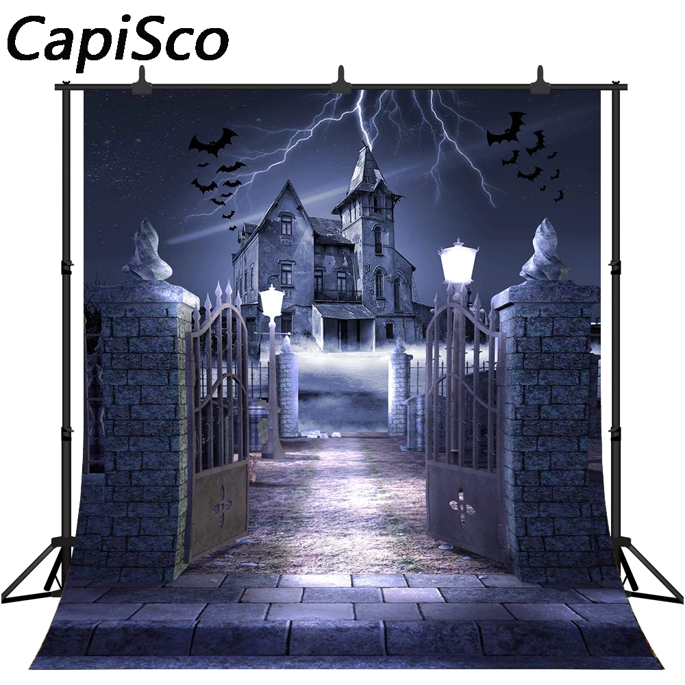 

Capisco Haunted Thriller abandoned castle Bats photography backdrops Vinyl High quality Computer print Halloween Backgrounds