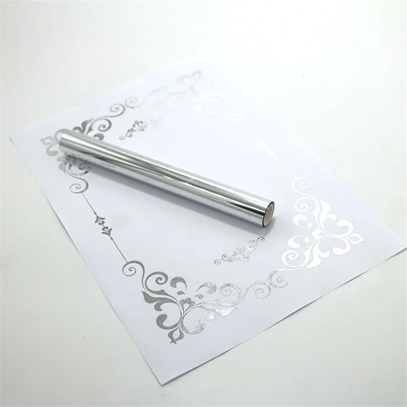 

Silver 5M X 1 Roll Hot Stamping Foil Paper Gold Foil Foil by Laser Printer and Laminator Toner Reactive Foil,Foil Paper