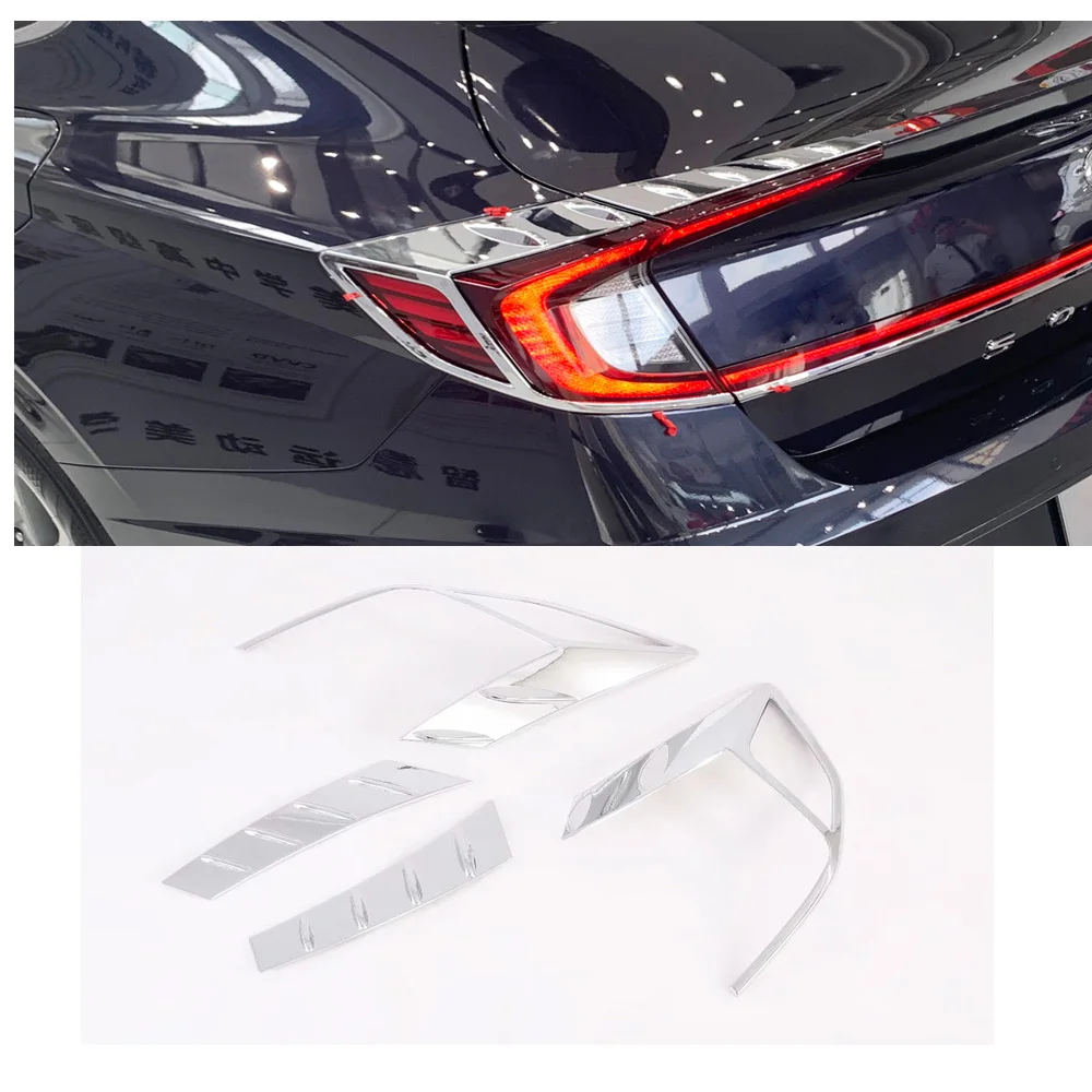 For Hyundai Sonata DN8 2020 2021 ABS Chrome Rear Back Light Lamp Strip Cover Trim Tail Light Sticker Frame Accessories