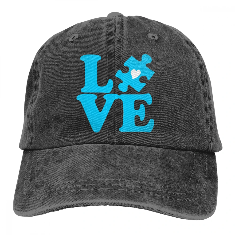 Любовь осознание аутизма Casquette черный унисекс Мужские Женские деним бейсболка с