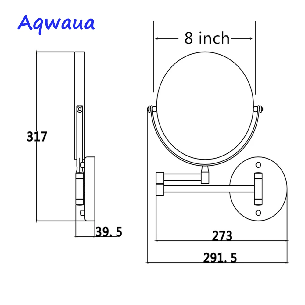 Зеркало для ванной Aqwaua косметическое зеркало 8 дюймов увеличение 1X/3X комнаты