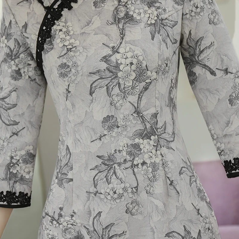 Зимнее замшевое женское сексуальное винтажное короткое платье Cheongsam, новинка, китайский стиль, воротник-стойка, женское тонкое платье Qipao M-4XL