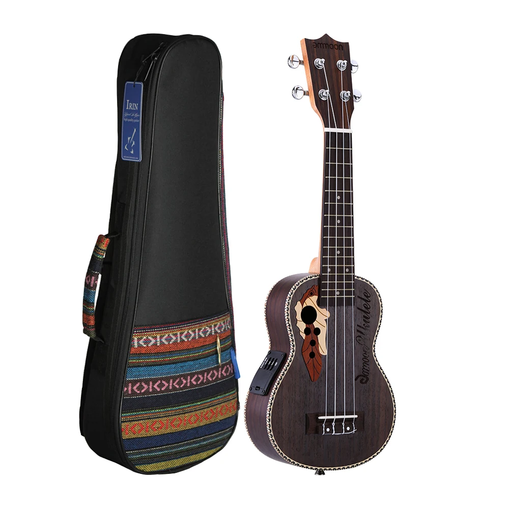 

ammoon Spruce Ukelele 21" Acoustic Ukulele Uke 15 Fret 4 Strings Musical Instrument with Built-in EQ Pickup ukulele bag