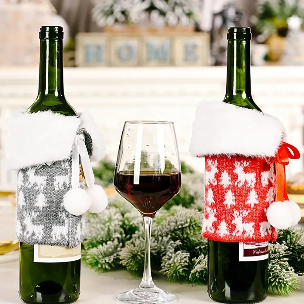 

Wine Bottle Covers Dust-proof Christmas Flavor Protective Nordic Style Christmas Champagne Bottle Cover Bag Table Decorations