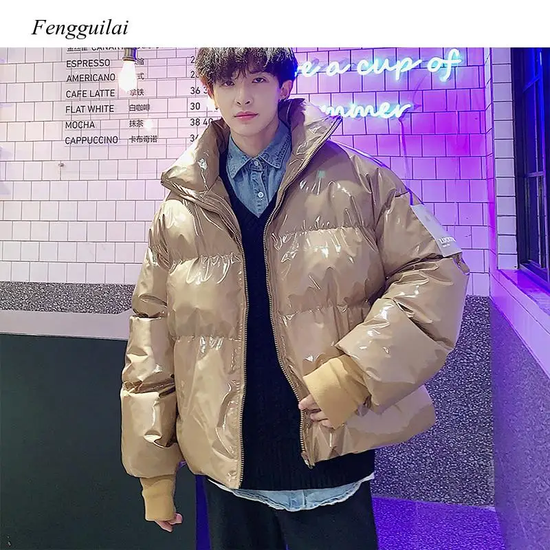 Streetwear Hip Hop Blue Winter Bubble Coat 2020 Mens Harajuku Warm Parka Male Korean Fashions Puffer Jacket