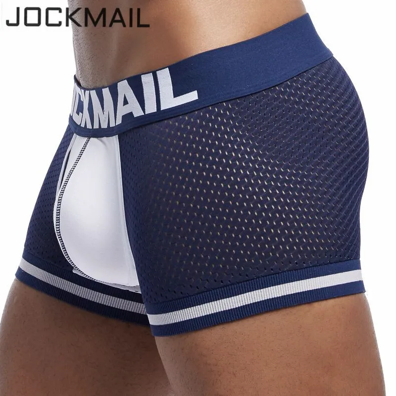JOCKMAIL, фирменное Мужское нижнее белье, боксеры, трусы, сетчатые, дышащие, с мешочком для пениса, cueca, боксеры, calzoncillos hombre, трусы для сна