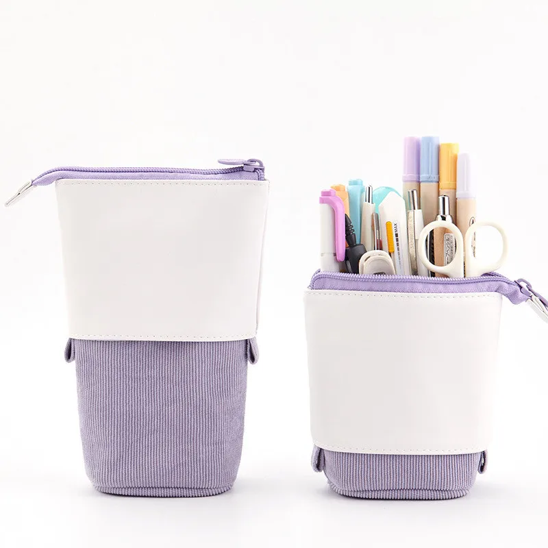 

Creative Retractable pencil case school office stationery Storage bag DIY Kawaii Solid color Pen case cute pen holder pen bag