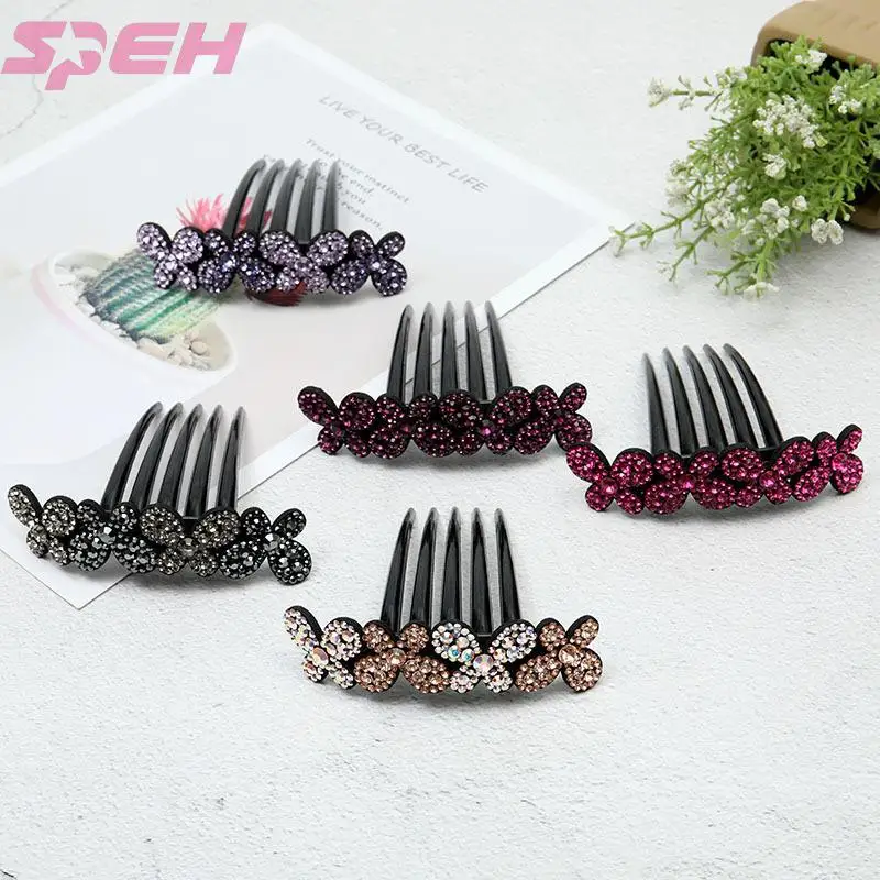 

nlaid hair comb hairpin headdress back head anti-skid coil hair accessories hairpin large thick tooth disc hair insert comb
