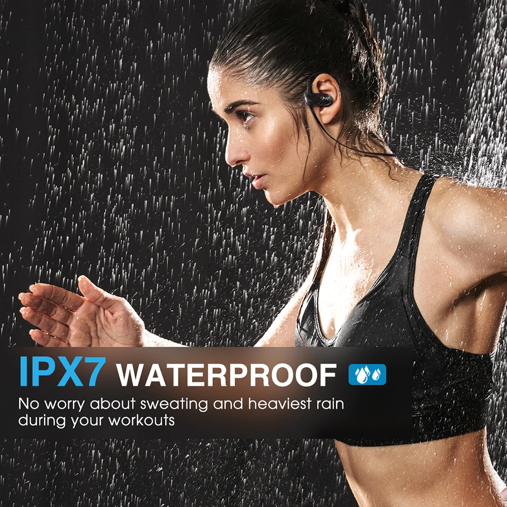 Mpow D7 Беспроводные спортивные наушники IPX7 водонепроницаемые наушники супер бас стерео звук Bluetooth наушники с микрофоном и чехол для переноски